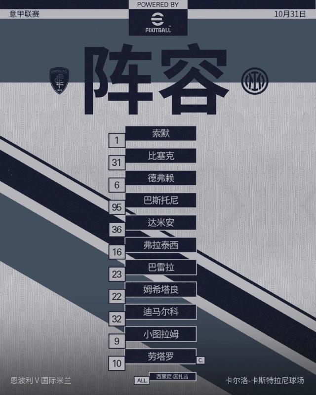 多多28-【意甲】弗拉泰西双响劳塔罗传射，国米3比0恩波利